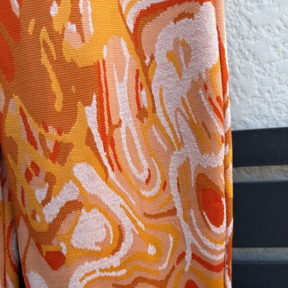 Zara Jacquard Retro Print Knit Flare Pants in Orange Swirl | Small - Picture 9 of 9